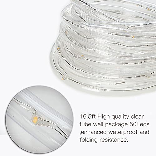 Miniatura 5 de Tira de luces solares de lichi para exteriores, 16.5 pies, 50 LED, impermeable, con cuerda de luces para exteriores, ideal para decoración del