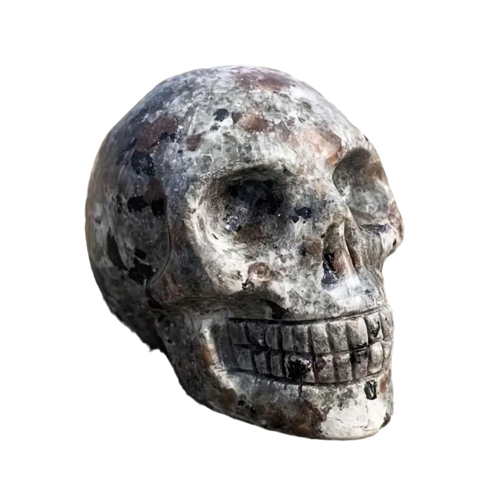 PKNVKZIDK Flame Stone Crystal Skull – Handcrafted Gemstone Art Sculpture for Home Décor, Halloween, or Gift