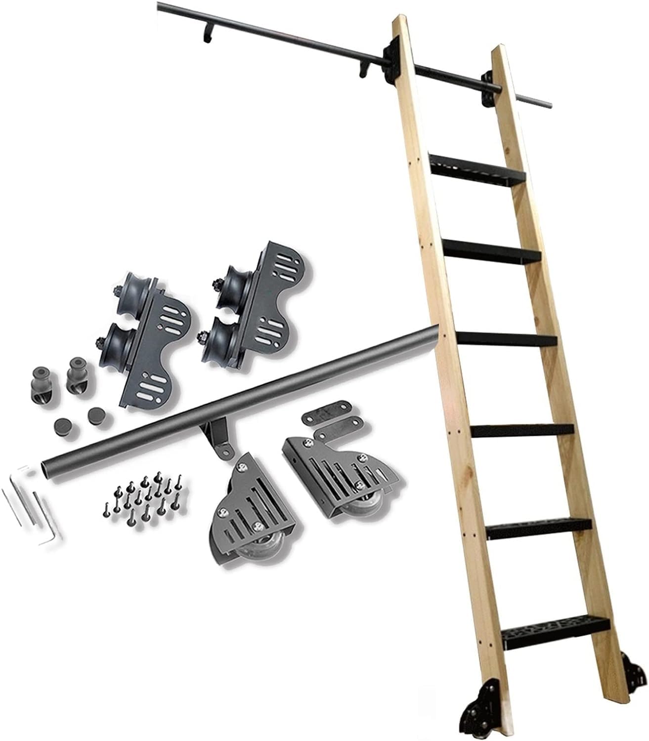 Système de rail mobile rétractable 300cm pour échelle de bibliothèque