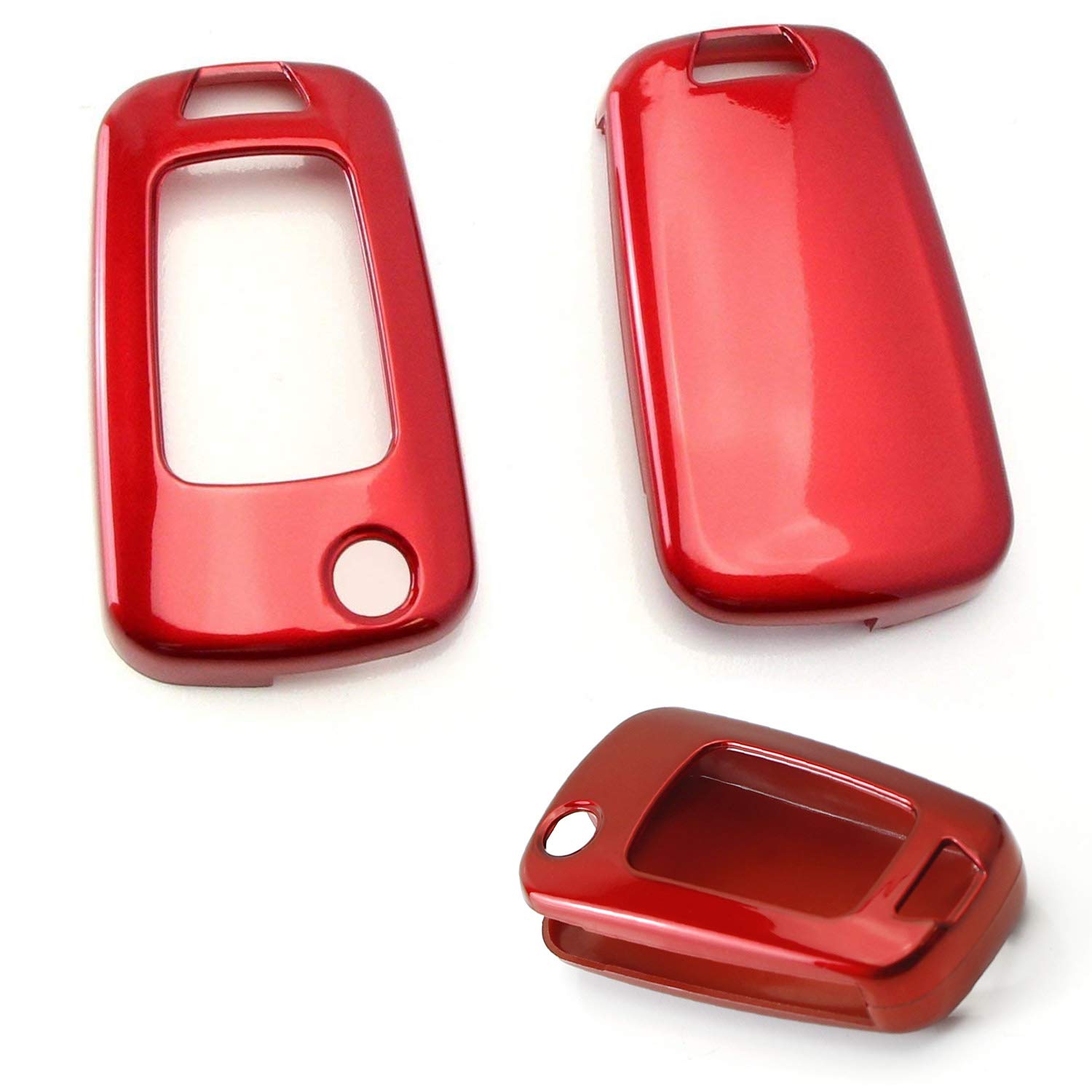 iJDMTOY (1) Exact Fit Glossy Red Smart Key Fob Shell Cover For Buick Chevrolet GMC 3 or 4 Buttons Folding Key Fob (Regal Lacrosse, Camaro Cruze Malibu SS Spark Volt, etc)