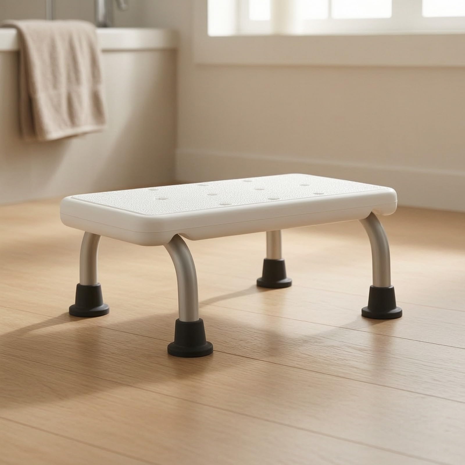 Taburete Ducha Antislizante | Asiento Ducha con Agujeros Drenaje, Compacto, Silla Baño, Negro