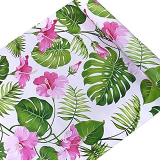 LoveFaye Hawaii Flower Style Contact Paper Self-Adhesive Shelf Liner Makeup Jewelry Cabinet Decor 17.7 Inch By 9.8 Feet