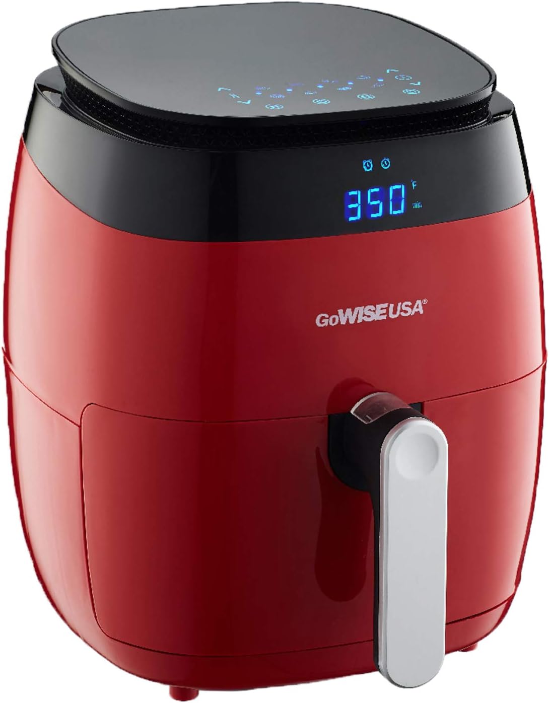 GoWISE USA GW22826-S 5-Quart Air Fryer with 8 Cooking Presets and Duo Display + 100 Recipes, 5.0-Qt, Red GoWISE USA GW22826-S 5-Quart Air Fryer with 8 Cooking Presets and Duo Display + 100 Recipes, 5.0-Qt, Red