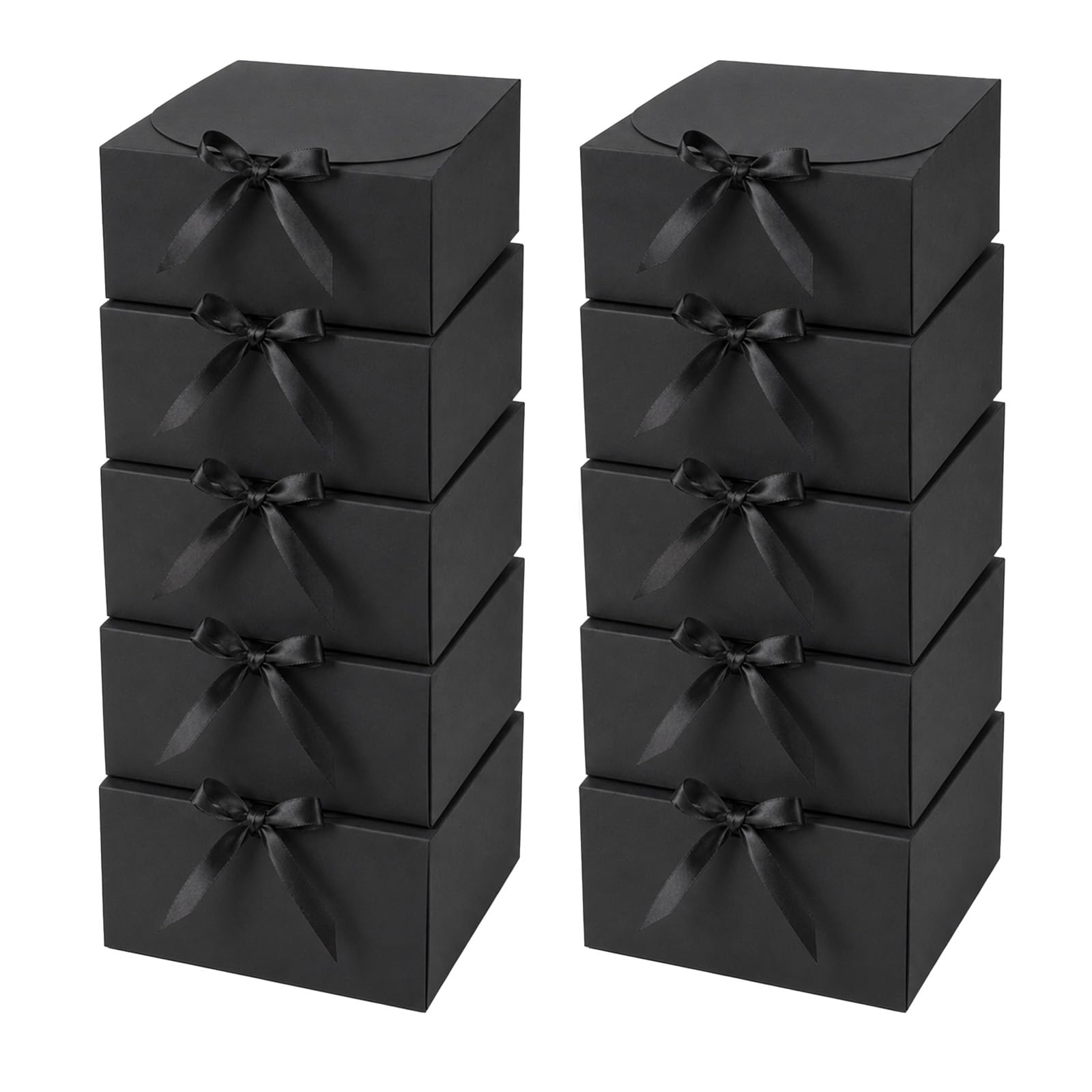 Gift Boxes Black, 10 Pack Kraft Gift Boxes with Lids Box Bridesmaid Proposal Box for Wedding Birthday Christmas Party Present(20x20x10cm)