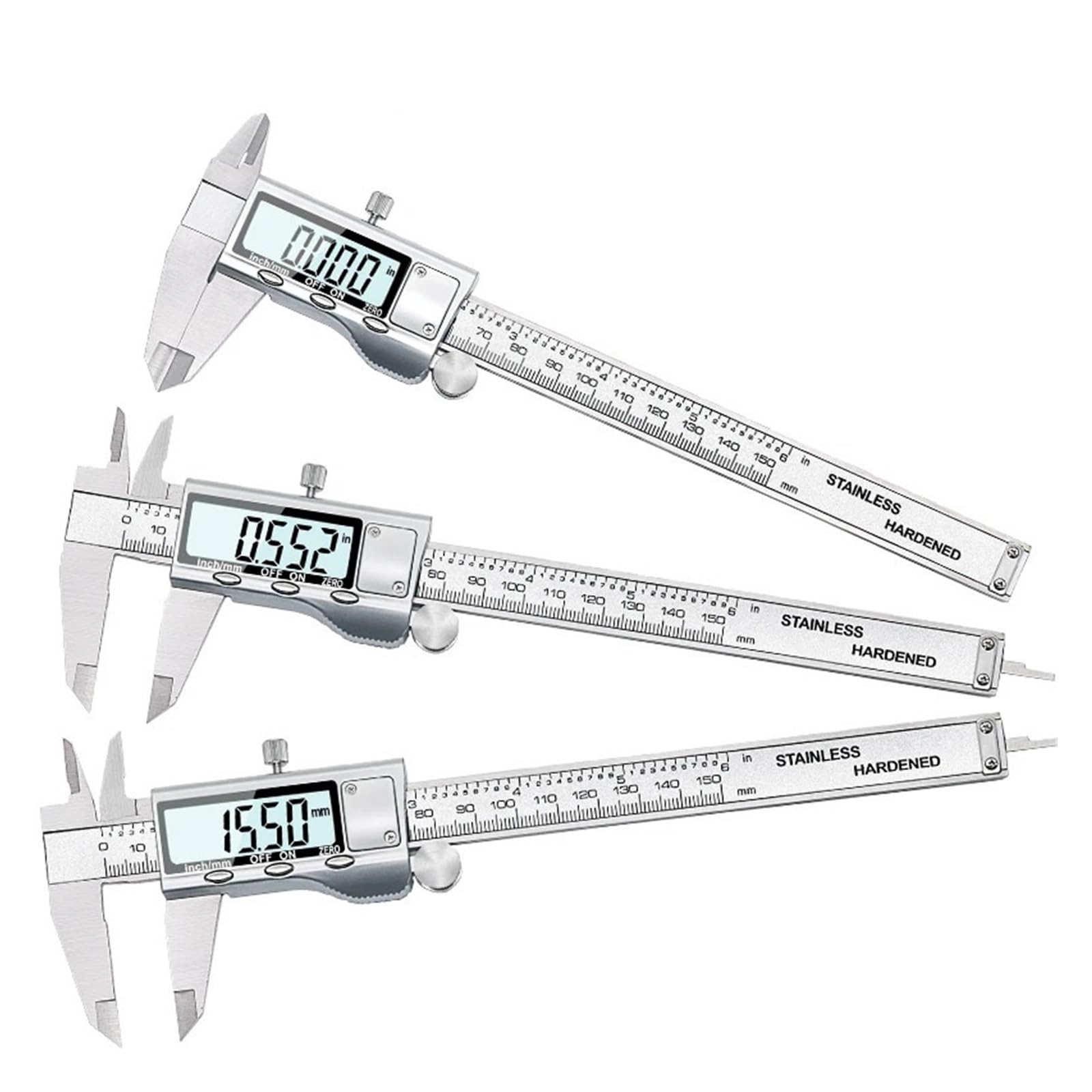 Pies de Rey Calibrador Vernier Digital electrónico de Acero Inoxidable 6 Pulgadas y 150mm, medición micrómetro Metal