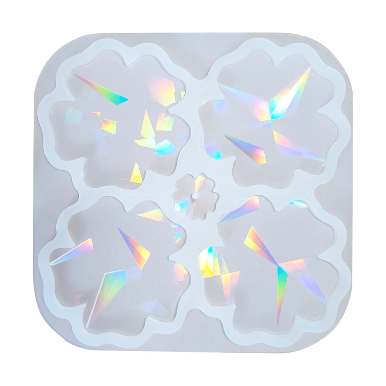 Molde de silicona resistente al calor, posavasos de flores holográficas, efecto arco iris, flores, estera, vajilla, decoración, posavasos holográficos