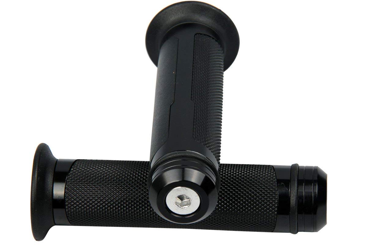 MotorToGo Black Aluminum 7/8" handlebar gel grips with caps Compatible for 1990 Honda Interceptor 750 VFR750F