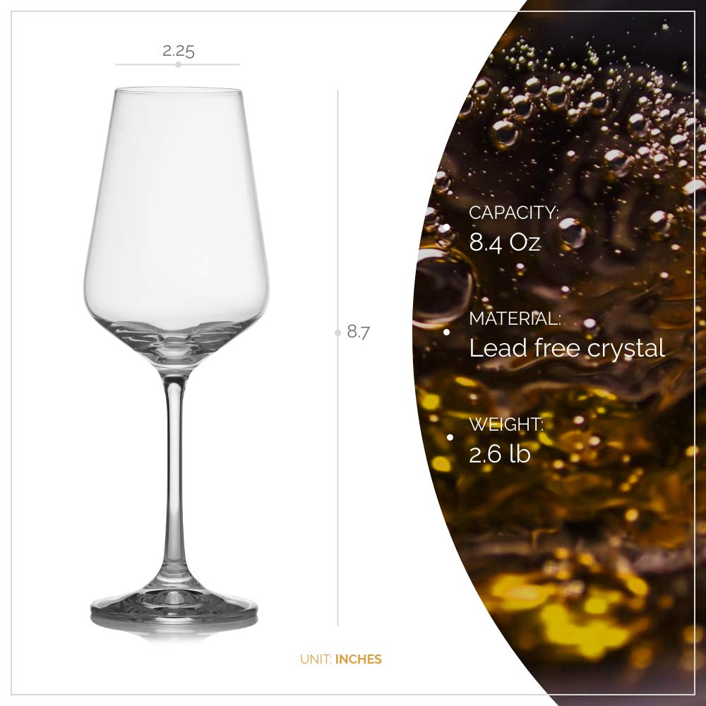 Universal Thin Crystal Wine Glasses - World's Lightest 88g Stemware | 16oz Handblown Lead-Free (Set Of 6)
