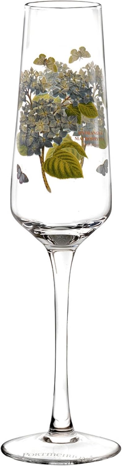 Portmeirion Botanic Garden Set of Four Champagne Glasses - Assorted Floral Designs - Classic English design - Dishwasher, Microwave, Warm Oven Only and Freezer Safe -