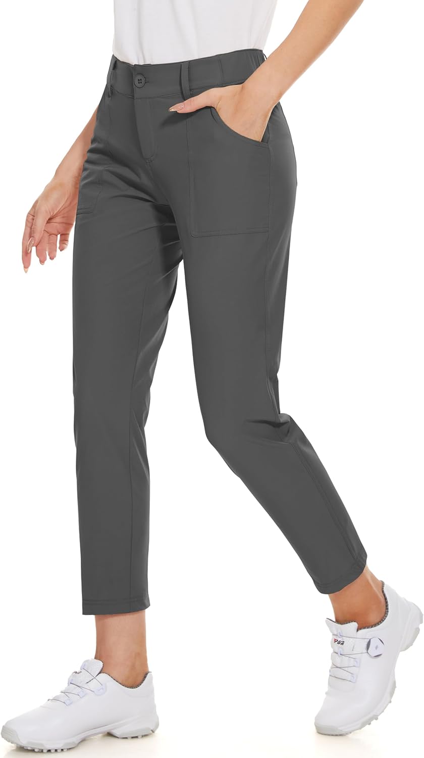 M MOTEEPI Womens Golf Pants Work Hiking Travel Pants with Pockets Lightweight Stretchy Slim Fit Golf Clothes