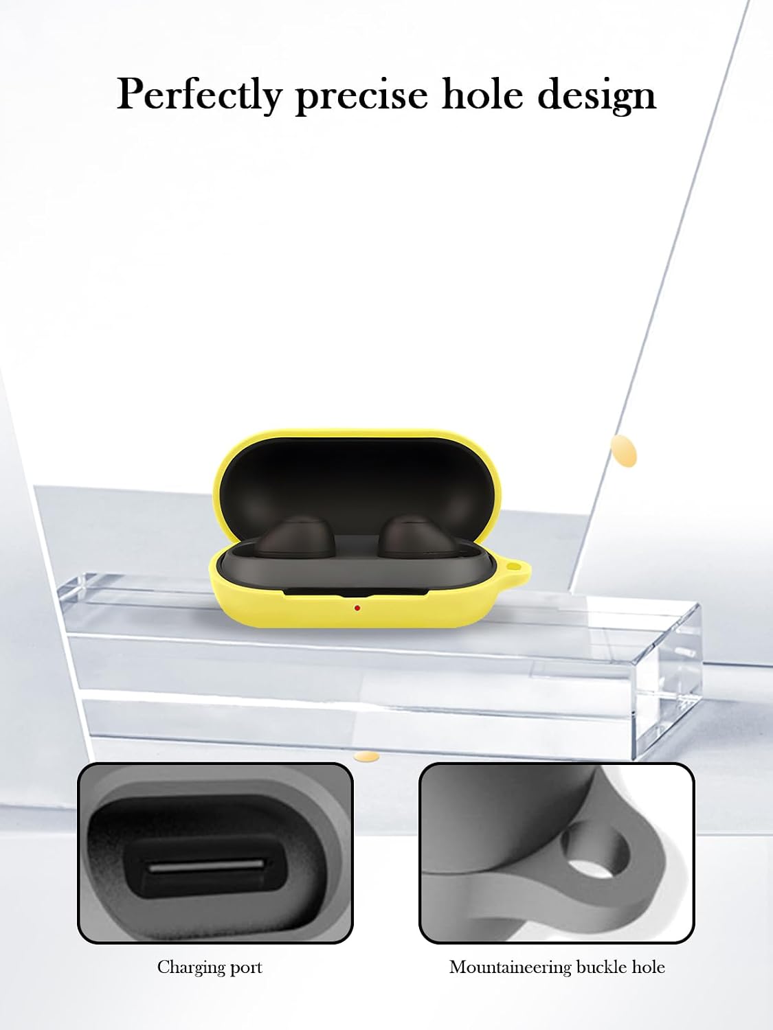 Case for Sony WF-C700N Truly Wireless Noise Canceling Earbud Headphones,Soft Protective,BOVUGAC Silicone Case Cover with Keychain & Cleaning Kit & Lanyard for WF-C700N Earbuds-Yellow image 5