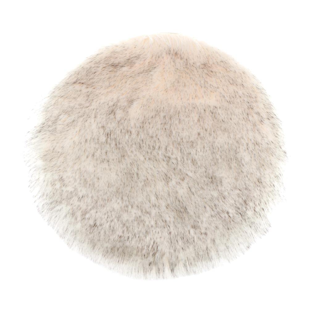 VMS INDIA Fluffy Faux Fur Seat Cushion Pad Artificial Sheepskin Mat White Gray 35cm-image-23