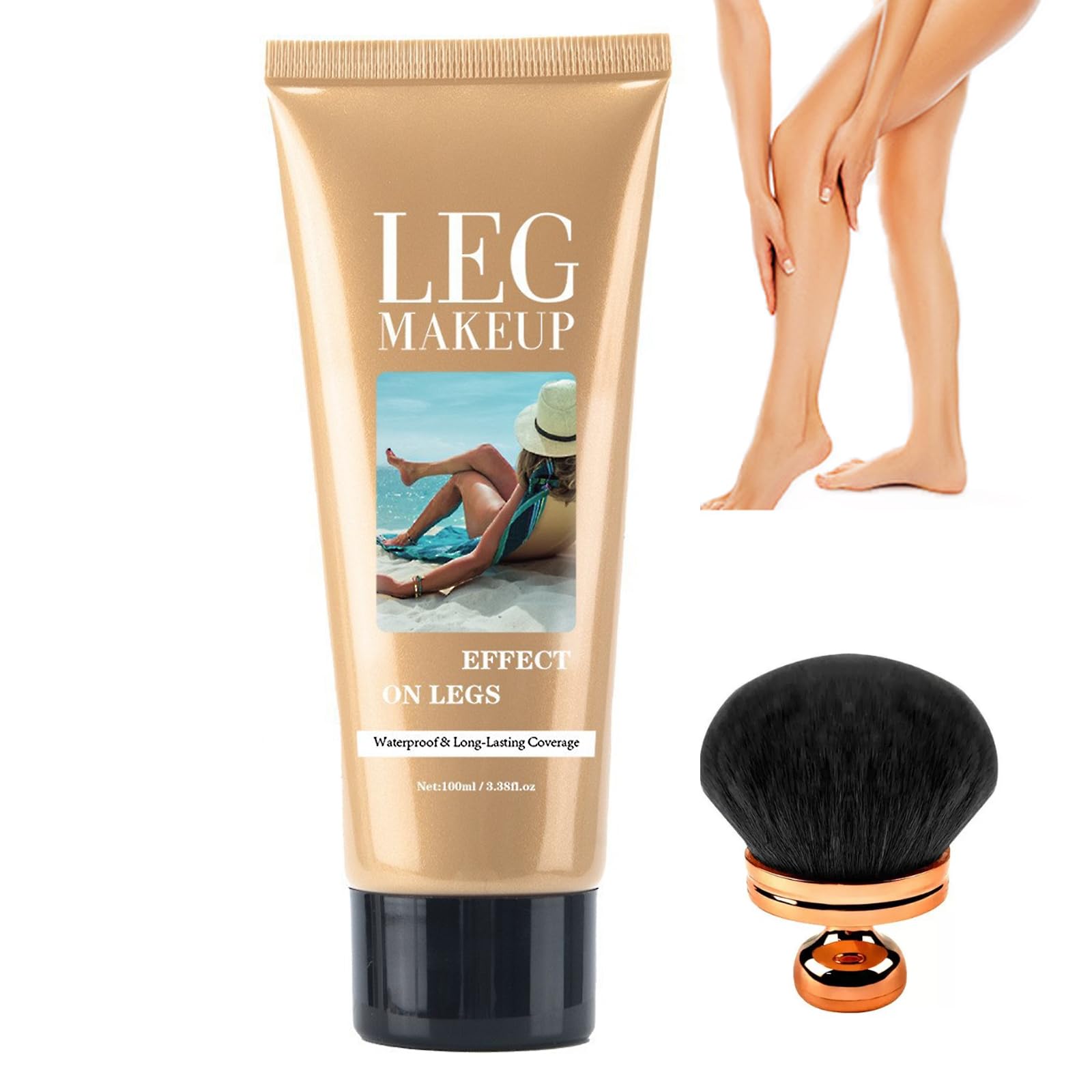 Trucco impermeabile per le gambe senza trasferimento, pennello per il corpo extra grande, copertura per vene varicose/cicatrici, Skin Perfecting Body Foundation