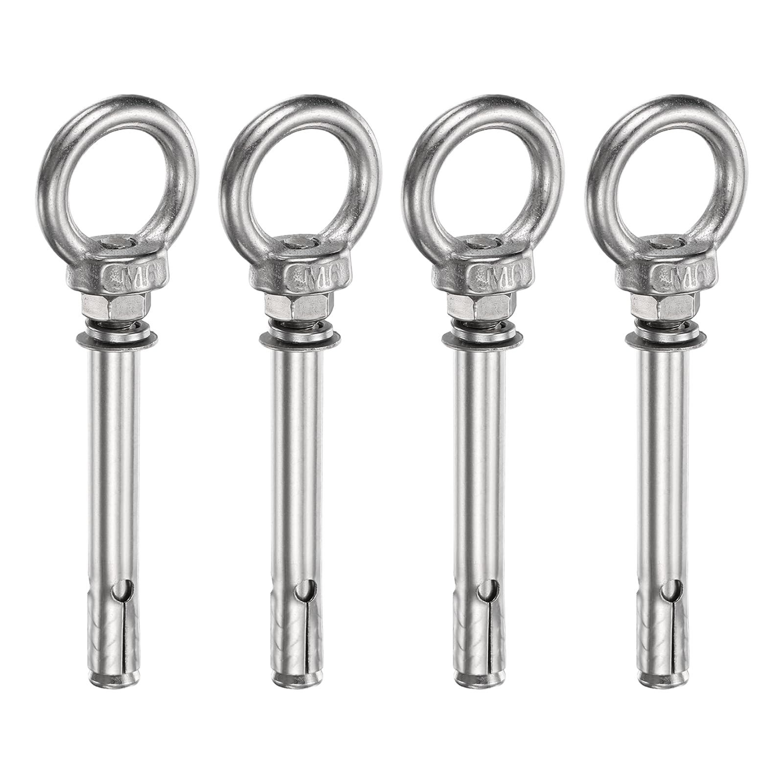 PATIKIL M6x50mm Expansion Lifting Eyebolt, 4 Pcs Stainless Steel Ring Lifting Expansion Bolts Screw Heavy Duty Internal Eye Bolt Fastener with Eye Ring for Concrete Wall Masonry