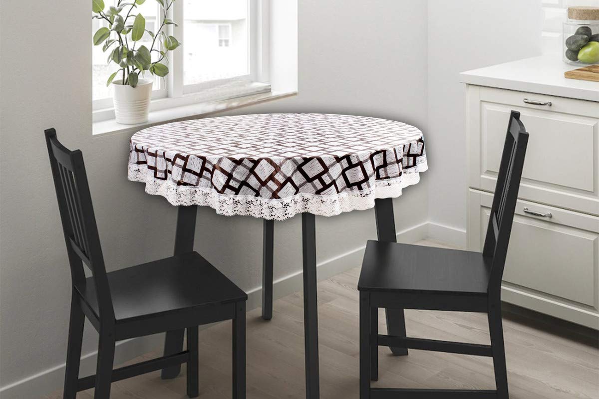 The Furnishing Tree Round Shaped WxL 48x48 Inch Center Table Cover Lattice Pattern Grey, Waterproof PVC-image-43