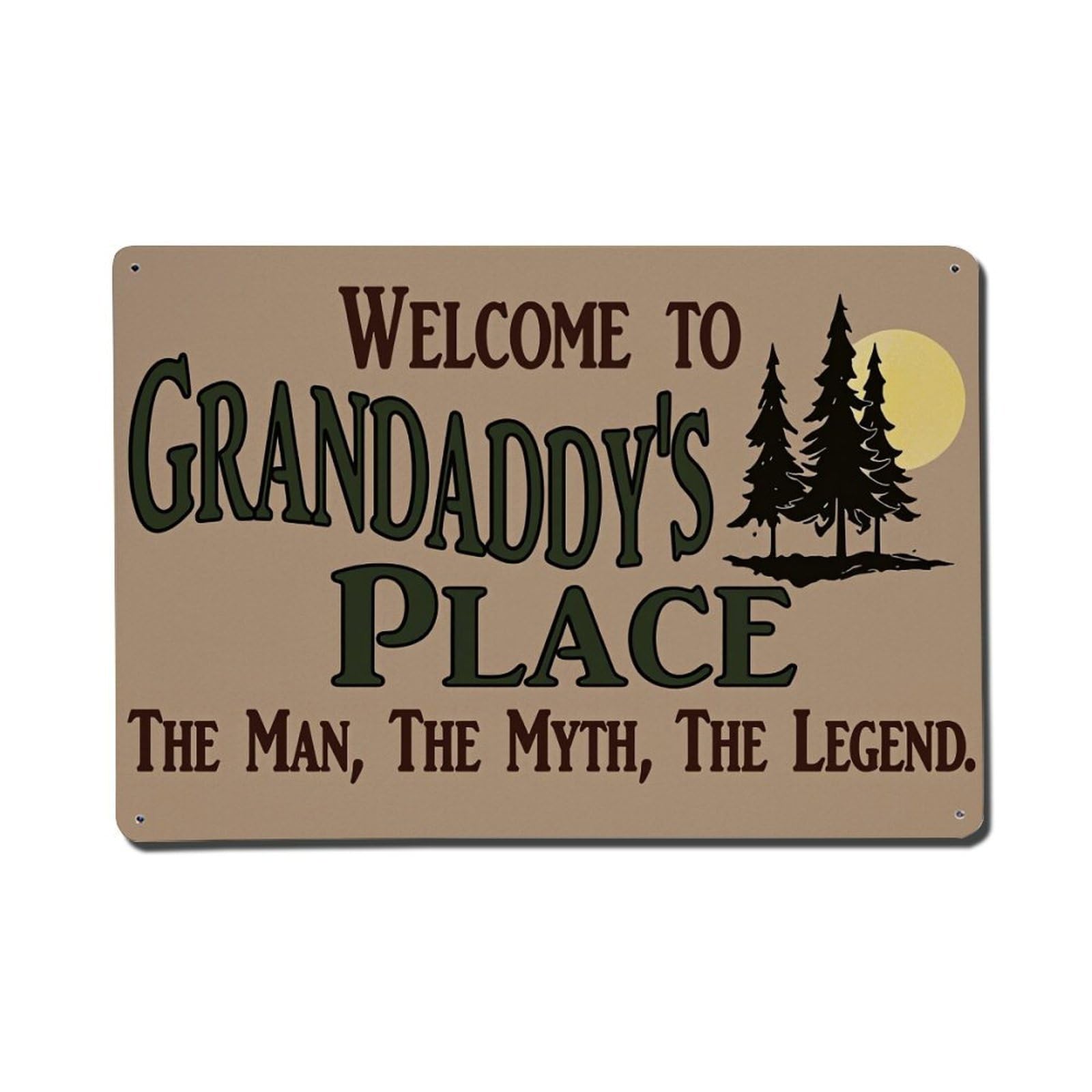 Welcome To Granddaddys Place The Man The Myth The Legend Tin Sign Metal Poster Vintage Metal Signs for Home Man Cave Bar Cafe Kitchen laundry room Wall Decorations Gift 8x12Inch