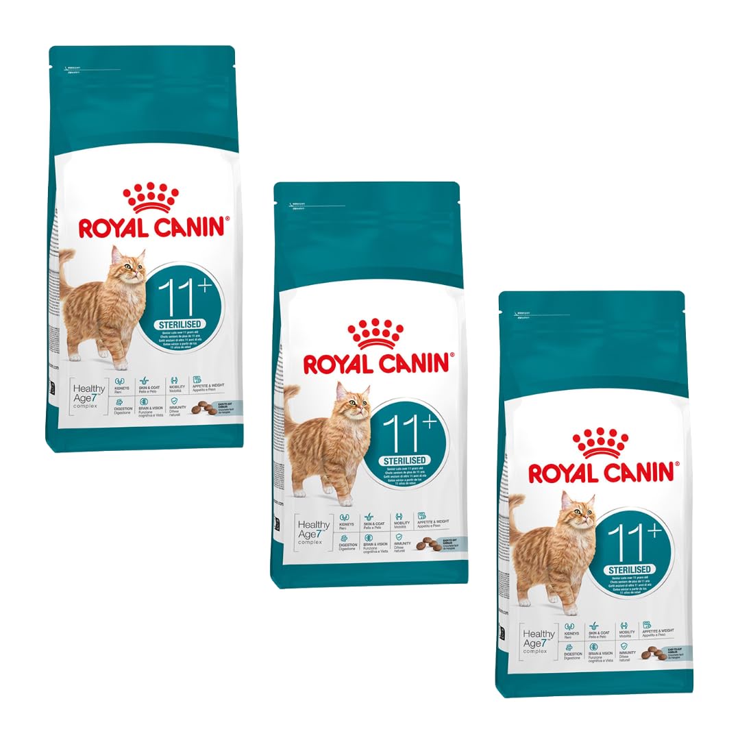 Royal Canin Ageing Sterilised 11+ | Triple Pack | 3 x 400g | Dry Food for Sterilised Cats from 11 Years | Formula with HealthyAge7 Complex