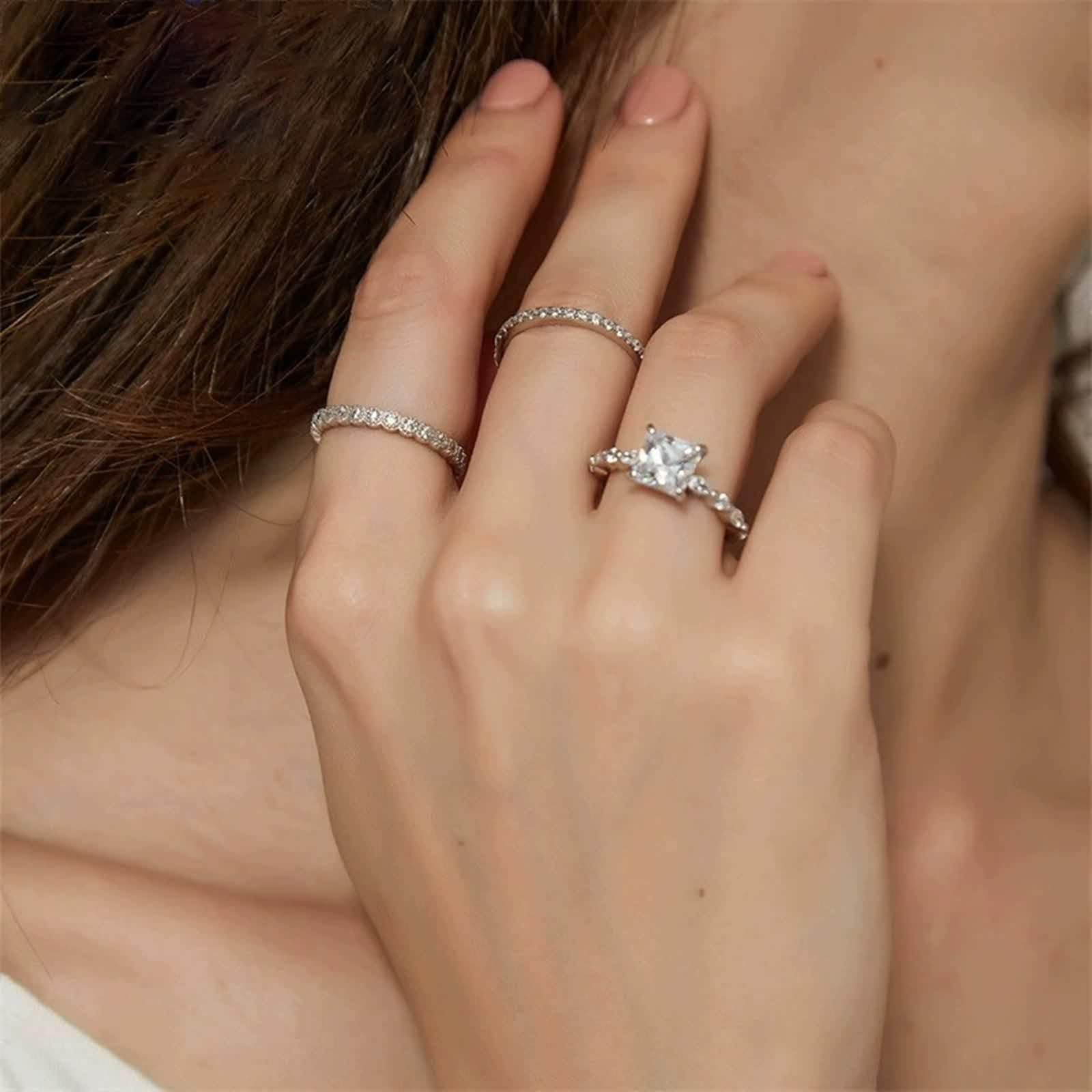 Anello da donna moderno, in argento 925, misura 52 (16,6)