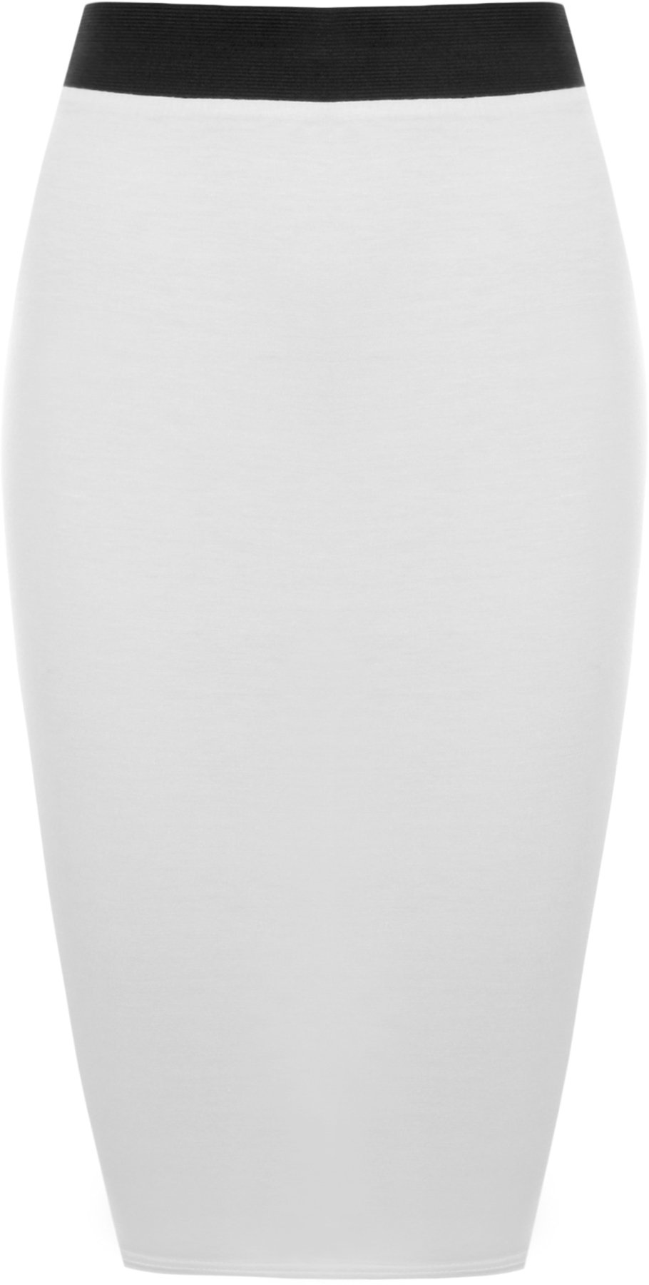 WearAll Plus Size Womens Elasticated Plain Jersey Ladies Knee Length Skirt - White - 16-18