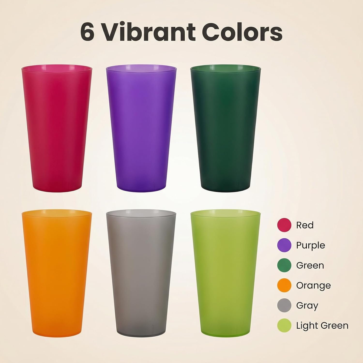 Premium 32-ounce Large Cups, Multicolor Plastic Tumblers BPA Free Set of 12 for Indoor Outdoor Use (Multicolors) - Image 3