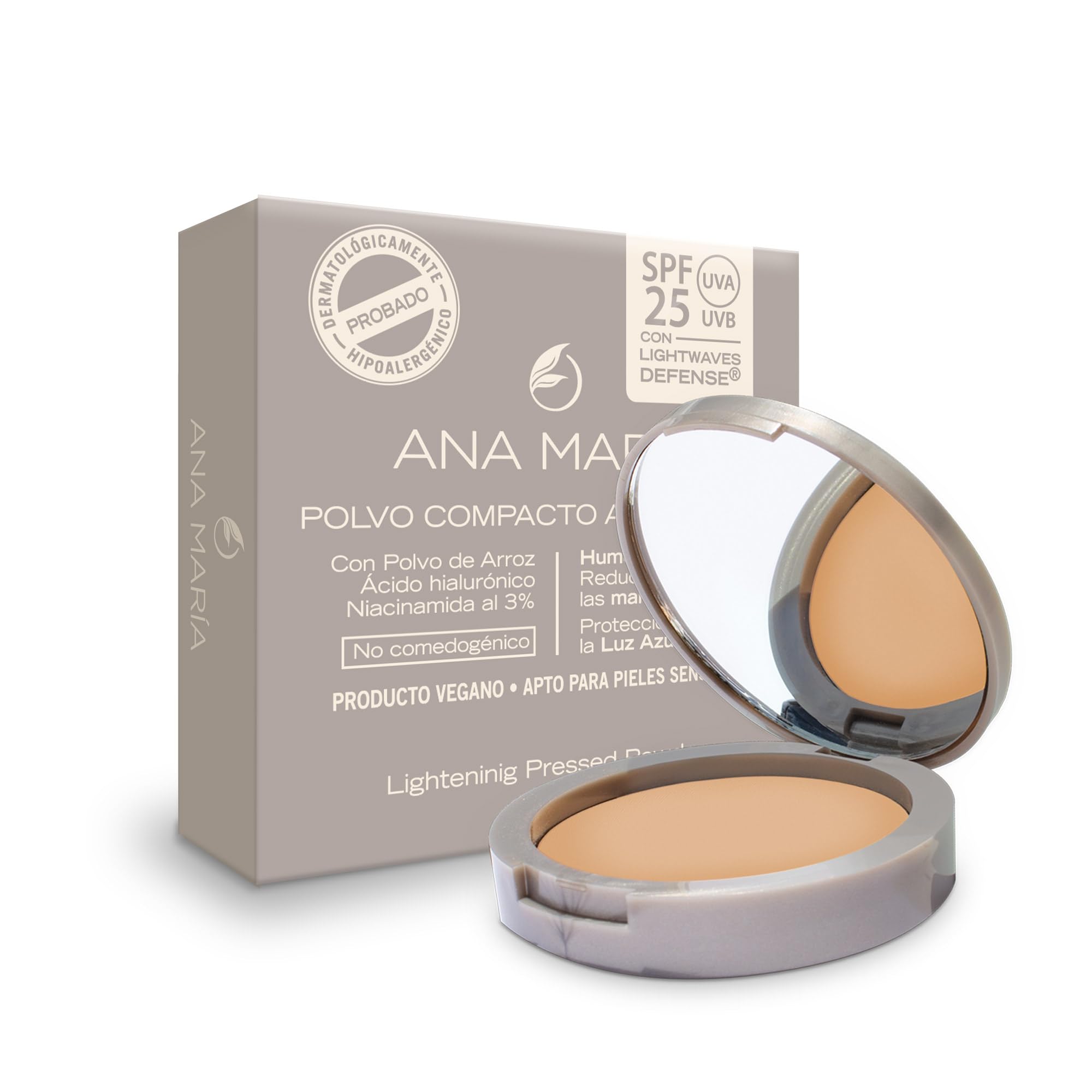 Polvo Facial Compacto Aclarante y Humectante Ana Maria - (Natural)