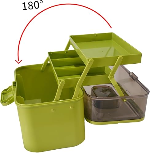 Miniatura 4 de Qiveno Organizadores y almacenamiento de manualidades, bandeja plegable de tres capas, caja de almacenamiento de medicamentos multiusos, caja de