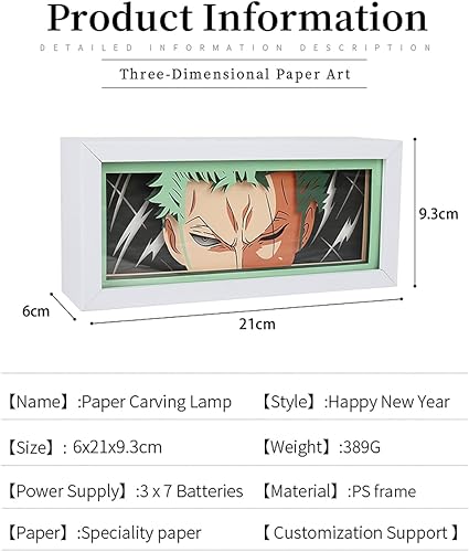 Miniatura 3 de Caja de luz de corte de papel 3D de anime japonés con marco de caja de manga Shaodw, luces LED, dormitorio, escritorio, lámpara de noche, regalos de