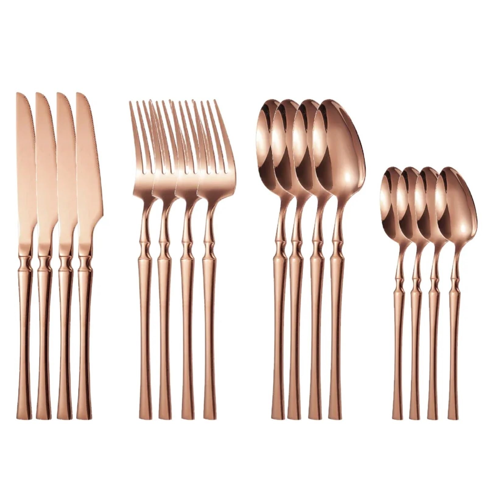 Besteckset 16-teiliges Goldbesteck-Set, Gabeln, Messer, Löffel, Geschirr, spülmaschinenfest, Edelstahl, Geschirr, Besteck(Rose Gold)