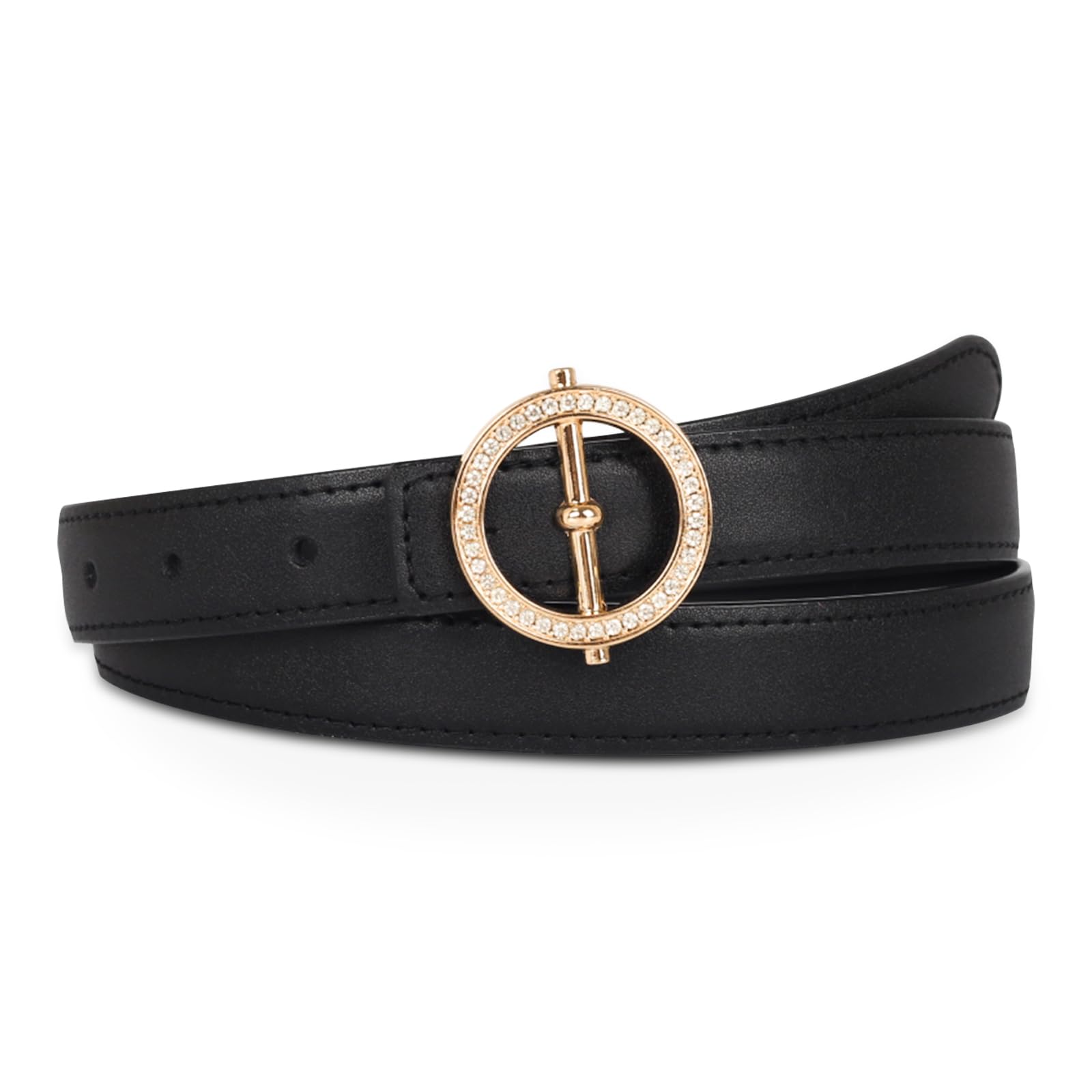 Women's Fashion Classic Metal Buckle Leather Belt with Jeans Dress