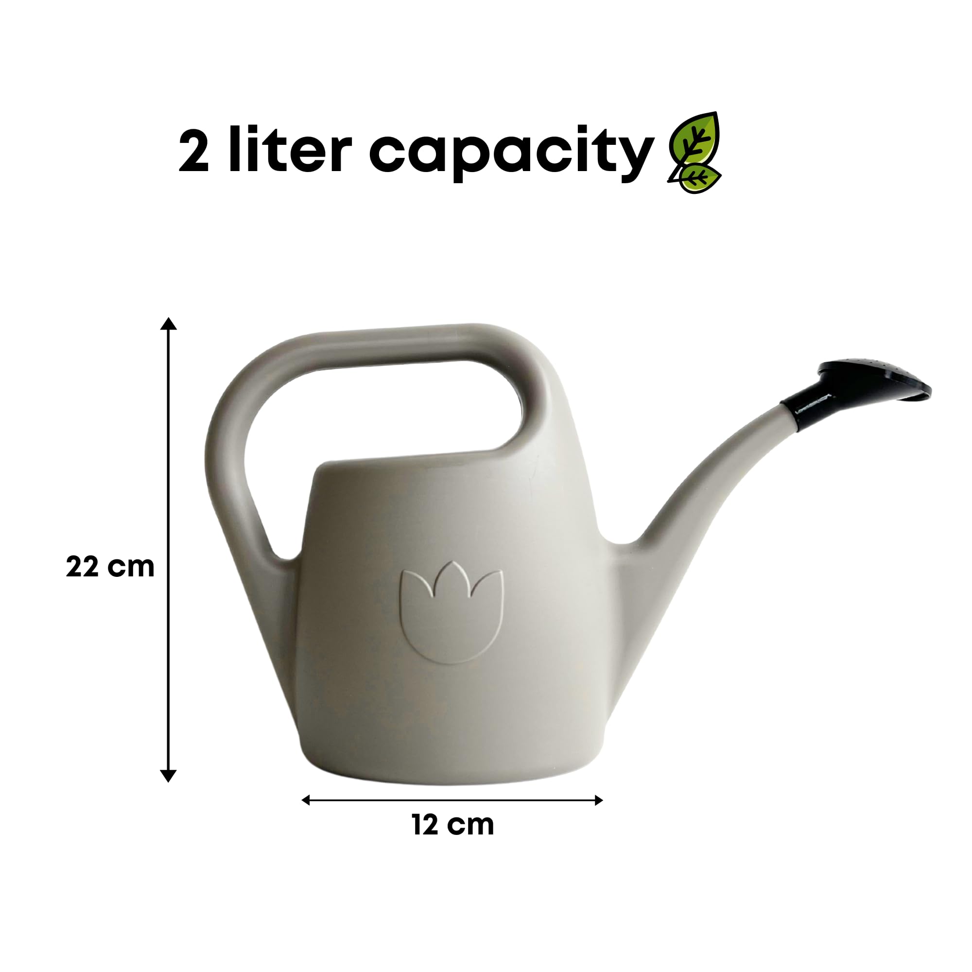 Watering Can Eva 2 Litres - Small Watering Can for Indoor and Outdoor Plants - Plastic House Plant Water Can, Taupe - Image 4