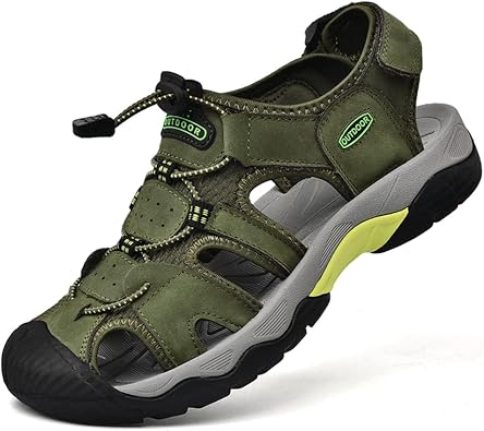 Veslexth Mens Athletic Hiking Sandals Fisherman Summer Outdoor Sport Sandal Adjustable Amphibious Casual Beach Mens Closed Toe Anti-Slip Trail Walking Shoes