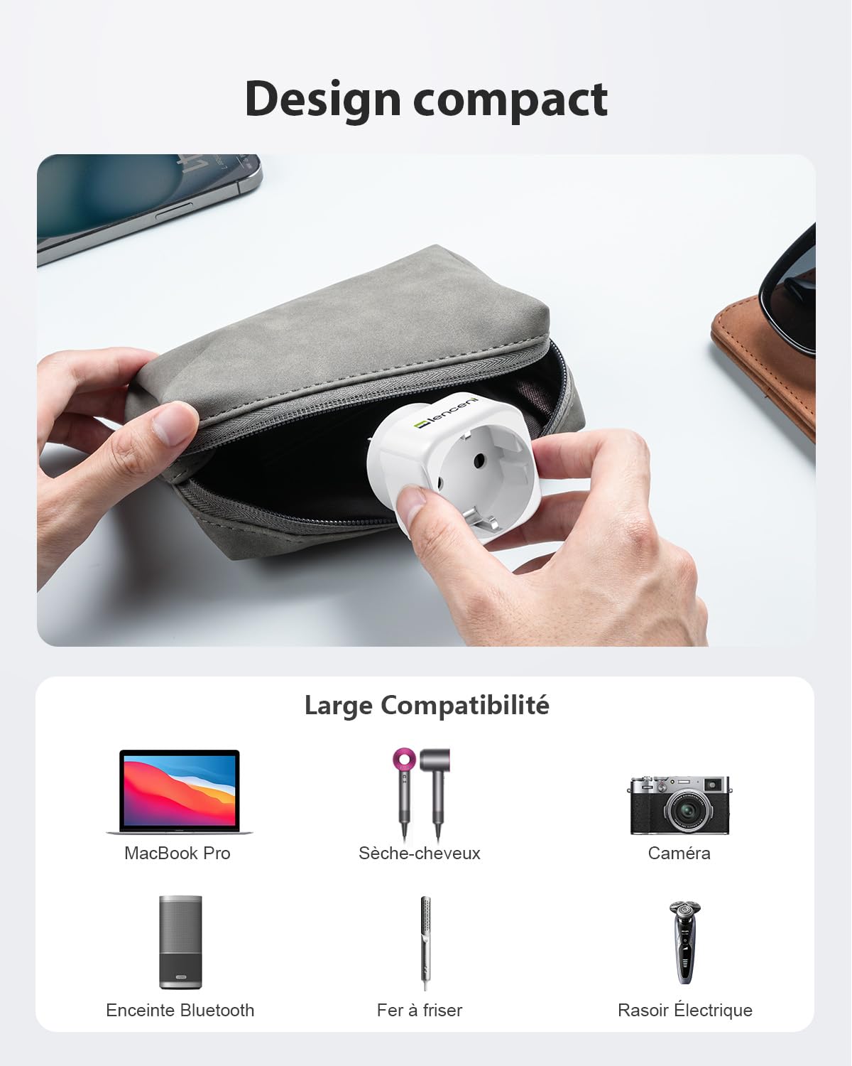 LENCENT Adaptateur Prise USA Voyage Canada Type B 2 Pièces