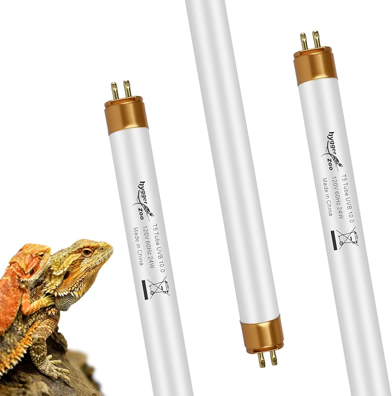 Lâmpada Tubular UVB para Terrário T5 10.0 UVA/UVB 24W Hygger zoo 22" Pacote com 3