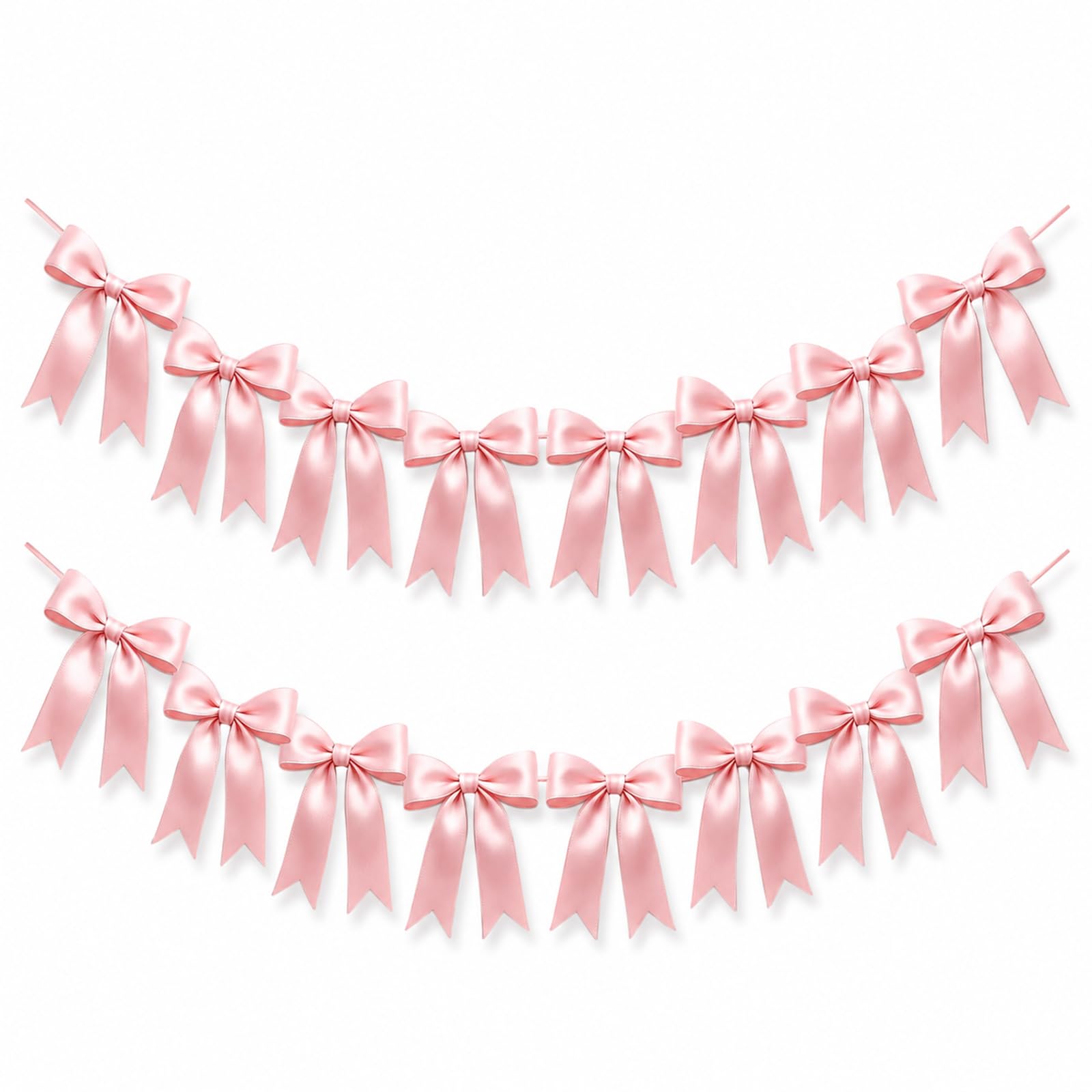 Pink Bow Garland Banner, Pink Banner Birthday Decorations, Bow Birthday Decorations, Babypink Ribbon for Coquette Room Hen Party Baby Shower Wedding
