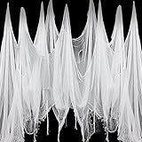 STFZAE 6 x 2.15M Halloween Deko Stoff Gruseliges Tuch Horror Baumwolle Musselin Tücher für Spukhäuser Party Dekoration für Garten, Hof, Treppengeländer, Decke, Fenster, Spukhaus (Weiß)