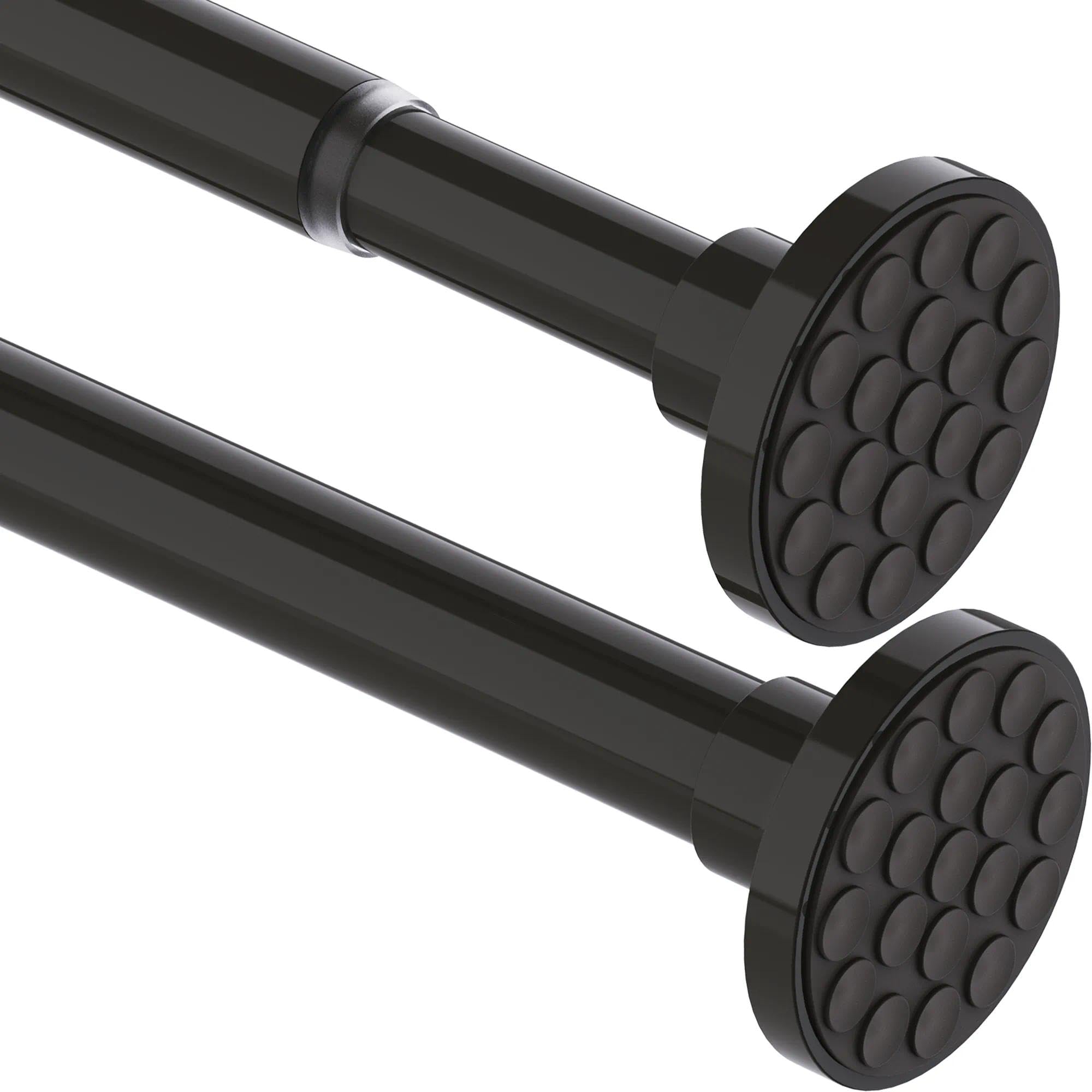 Aiitomg Black Shower Rail No Drilling Extendable Curtain Rod Shower Curtain Rail For Bathroom,Bedroom,Wardrobe (69-90Cm Φ25mm)