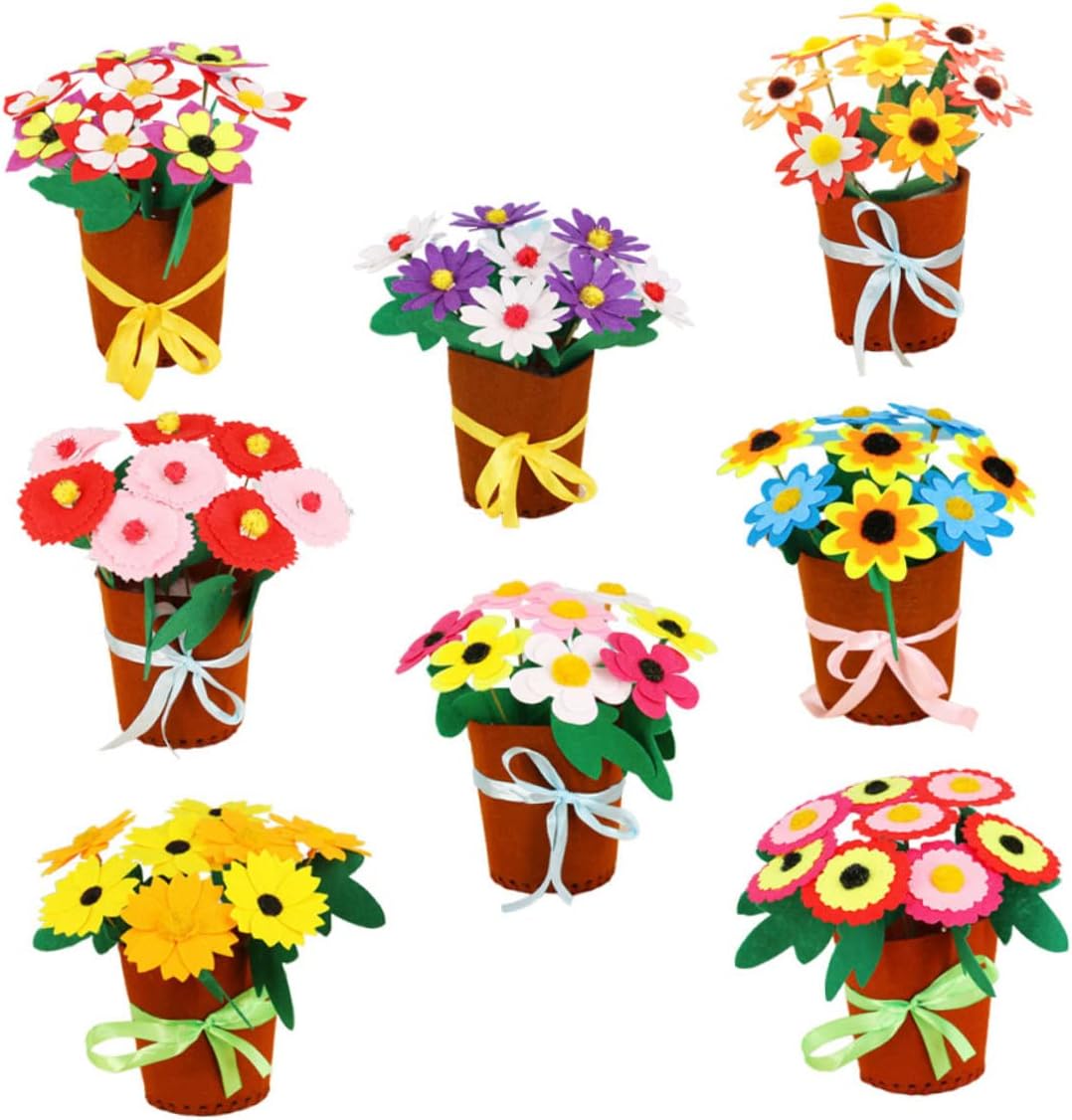 EPIGEIST 8 Set of Nonwoven DIY Flowerpot Material Kit for Creative Gardening Colorful Fabric Pots for Home School and Kindergarten Decor