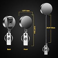 Vista 3 de Badge Reels Retractable for Nurses,Premium Heavy Duty Metal ID Badge Holder with Belt Clip Key Ring for Name Card Keychain (2)