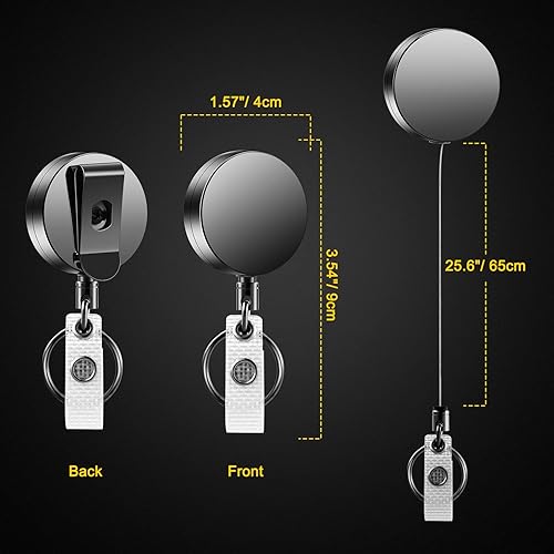 Miniatura 3 de NOKAPIN Carretes retráctiles para enfermeras, soporte de metal resistente de alta calidad con clip para cinturón, llavero para tarjeta de nombre (2)