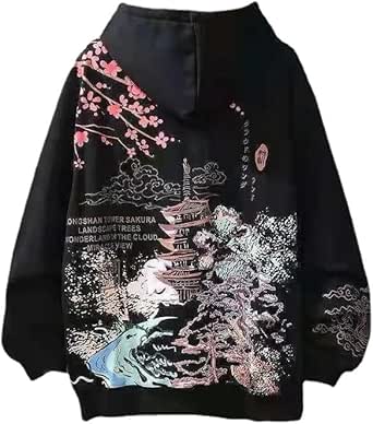 Y2K Anime Hoodies Esthetische Sakura Grafische Sweatshirt Japanse Harajuku Oversized Zip Up Hooded Tops Alt Emo Kleding, Zwart-geen Fleece, XL Y2K Anime Hoodies Esthetische Sakura Grafische Sweatshirt Japanse Harajuku Oversized Zip Up Hooded Tops Alt Emo Kleding, Zwart-geen Fleece, XL