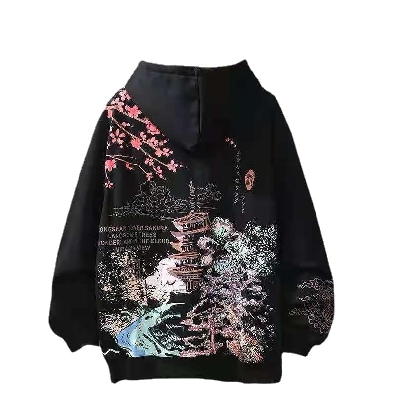 トップス 00s yaponskii deformation hoodie Y2K Anime Hoodies Aesthetic Sakura Graphic Sweatshirt Japanese