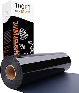 HTVRONT HTV Vinyl Rolls Black Iron on Vinyl - 12" x 100ft HTV Vinyl for Shirts, Black Heat Transfer Vinyl for Cricut & Cameo - Easy to Cut & Weed for DIY Heat Vinyl Design