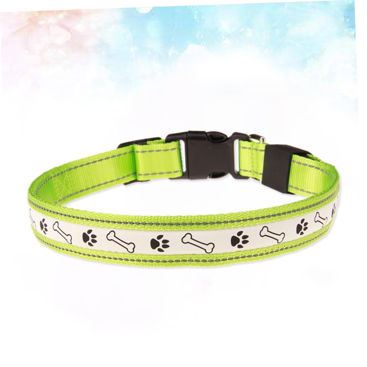 FOMIYES 3stücke Hundehalsband Mit Knochen-fußabdruck Wiederaufladbar Leuchtend Verstellbar Grün Für Sichere Nachtwanderungen Und Hohe Sichtbarkeit
