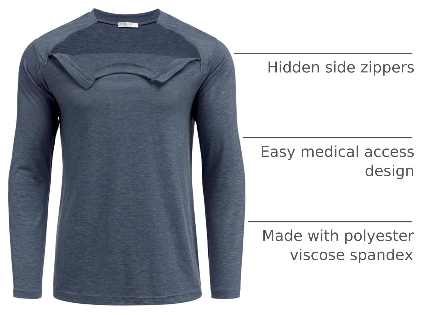Deyeek Unisex Chemo Shirts for Port Access Chemotherapy Must Haves Long Sleeve Cancer Care Package for Men image 4
