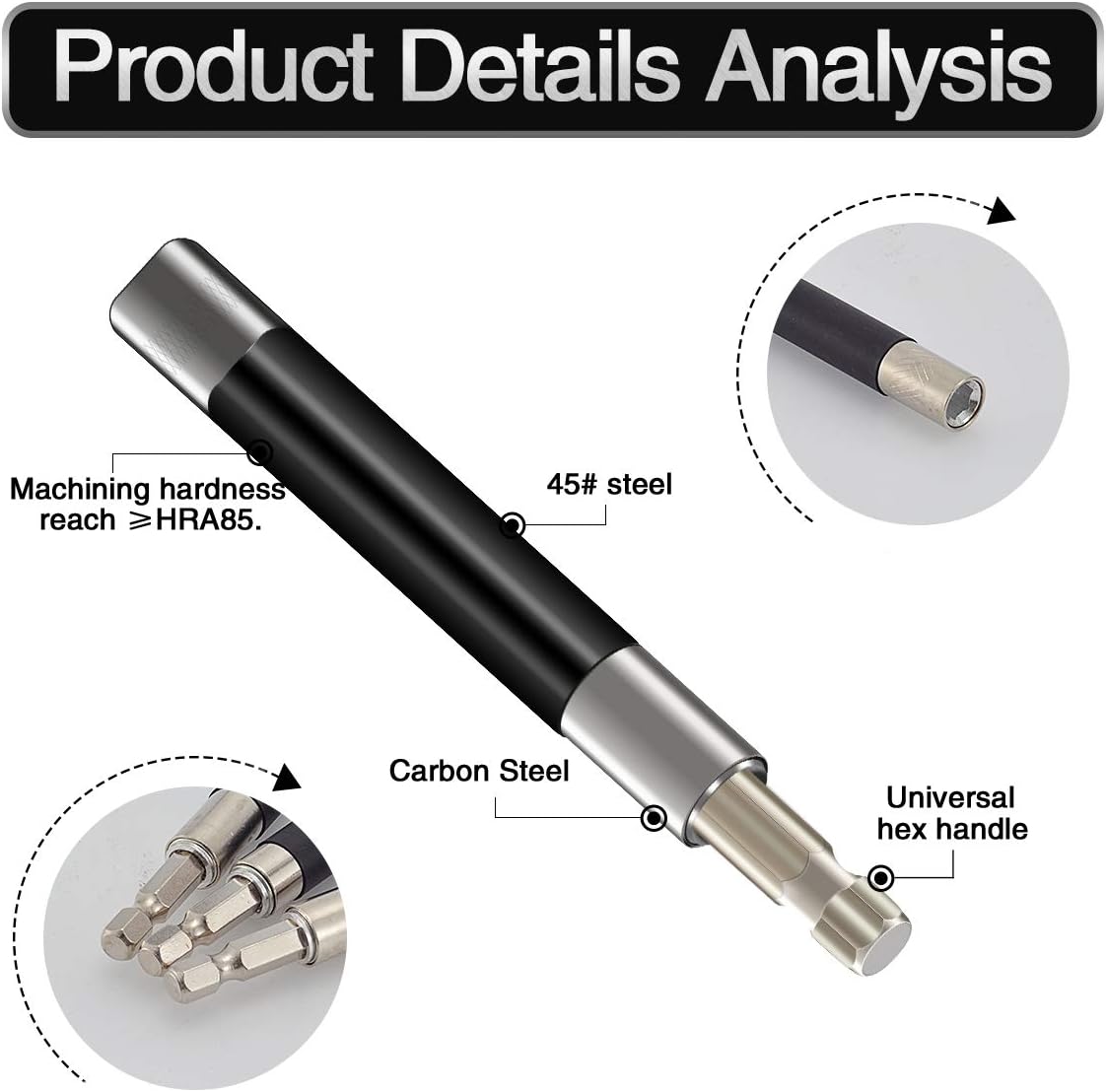 3pcs 80/120/140mm 1/4" Hex Shank Bit Holder Extension Quick Change Screwdriver Connection Rod Adapter Sleeve
