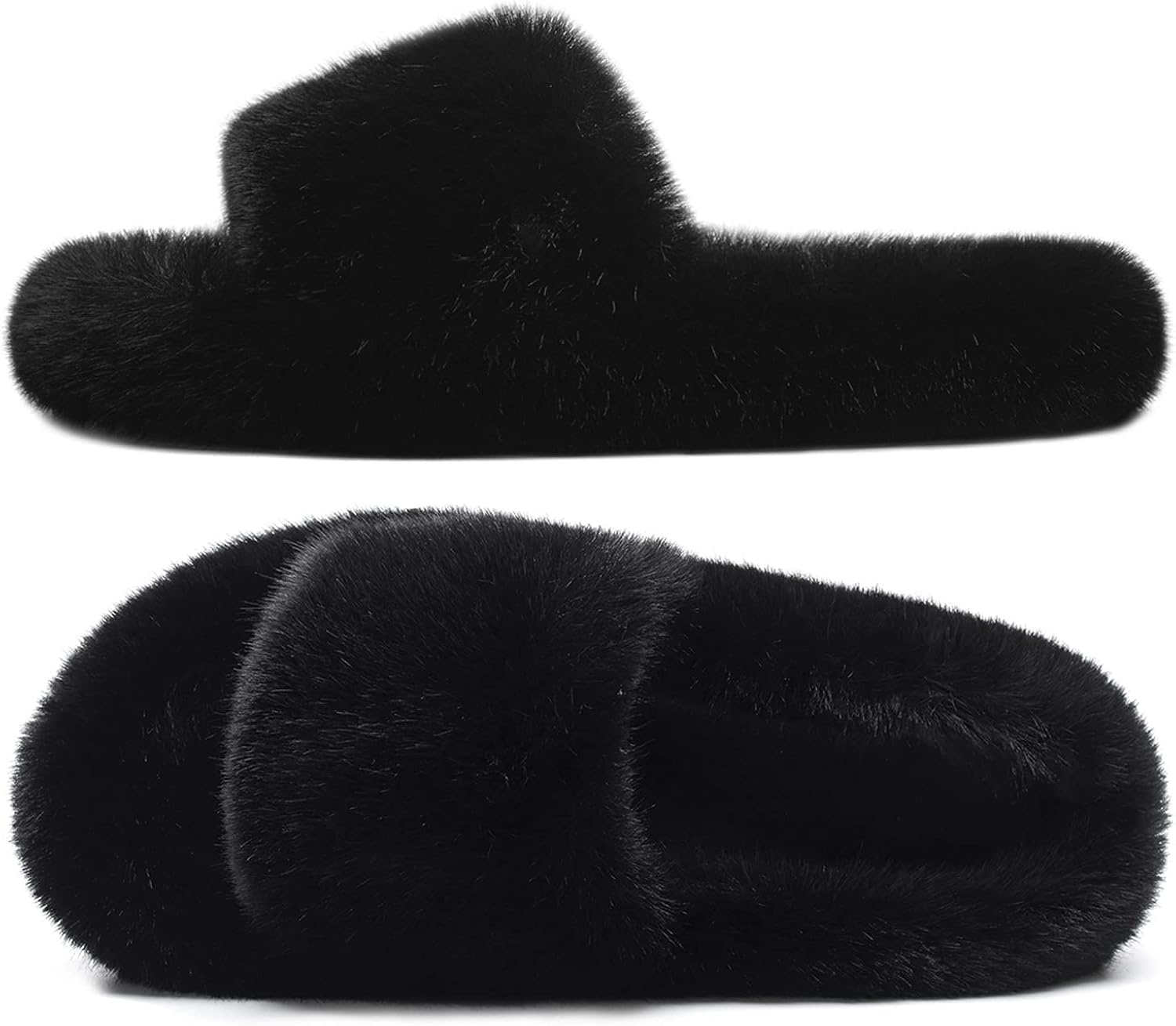 faux fur fluffy slides
