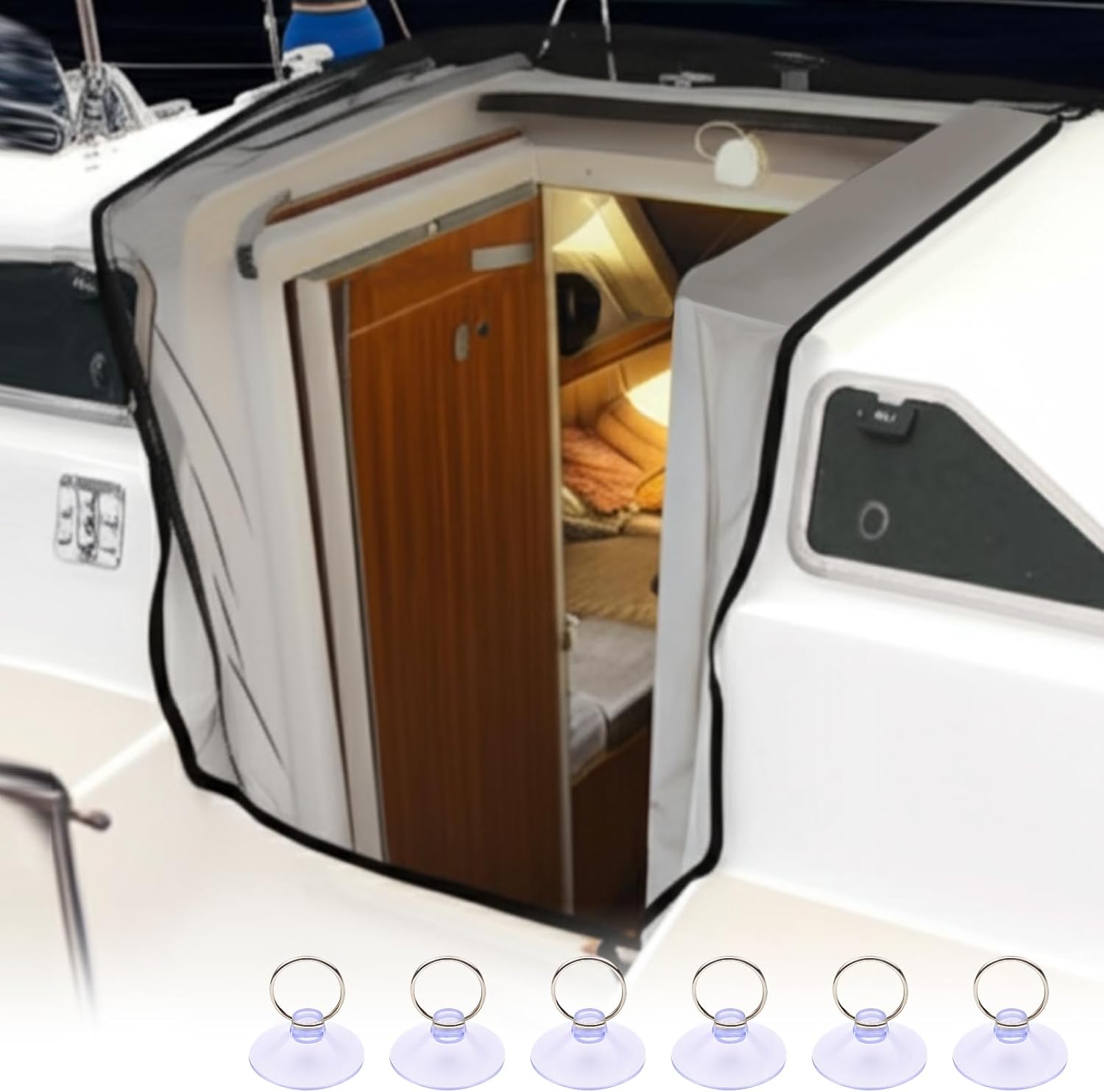 36" x 72" Marine Mosquito Net for Boat Companionway with Weighted Band Waterproof Insect Screen by Quick Install Over Hatch Fits Sailboats Motorboats