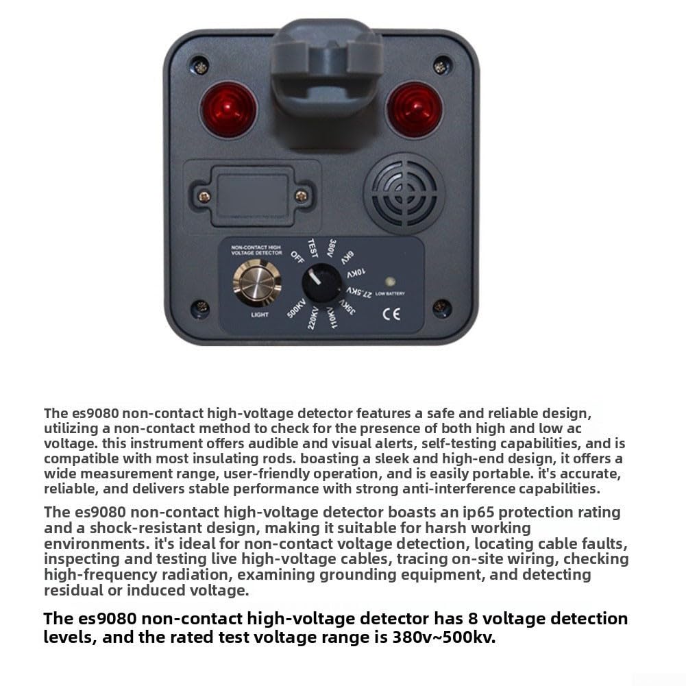 ES9080 Rilevatore ad alta tensione senza contatto 380V-550kV, tester impermeabile IP65 con allarme visivo acustico per tracciamento dei cavi e posizione dei guasti