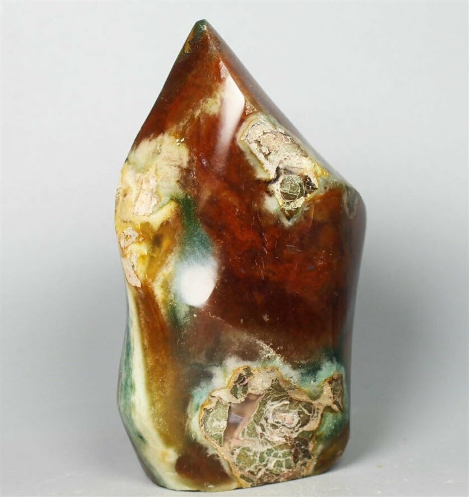 AUOQKQUT Marine Jasper Crystal Agate Cave Crystal Stone Flame (Size : 600-650g)