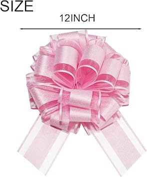LHMTFCYY 12 Inch Clitter Big Gift Bow,1PC Large Pink Bow,Giant Bow for Bike,Dining Tables,Parties,Birthdays,Christmas,Valentine's Day,Easter,and other Festivals and Gift Decorations (Clitter Pink)